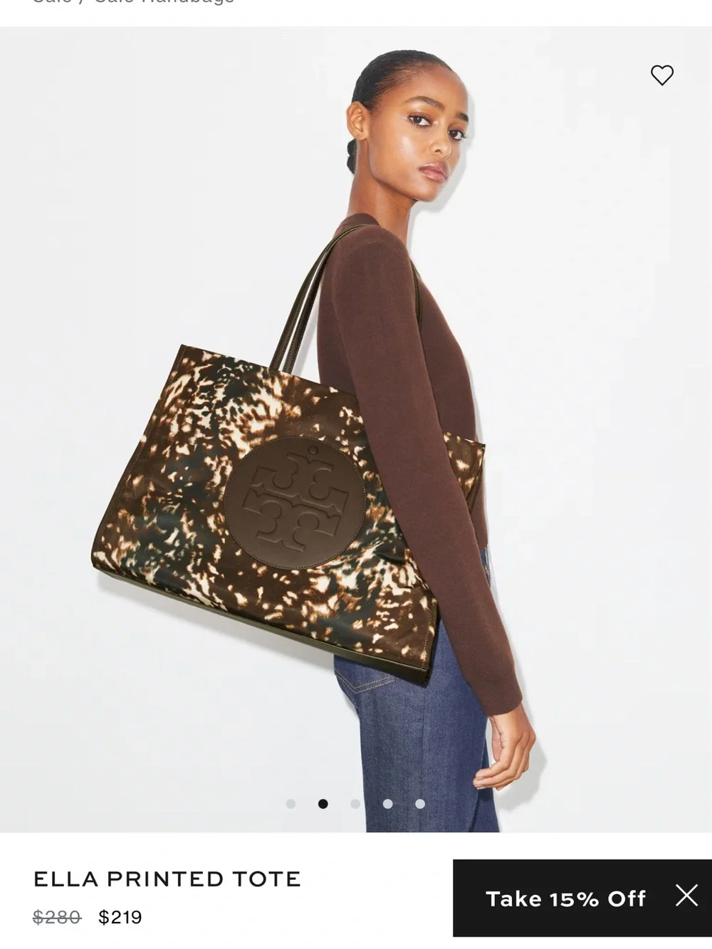 Tory Burch Brown and Beige Printed Ella Tote